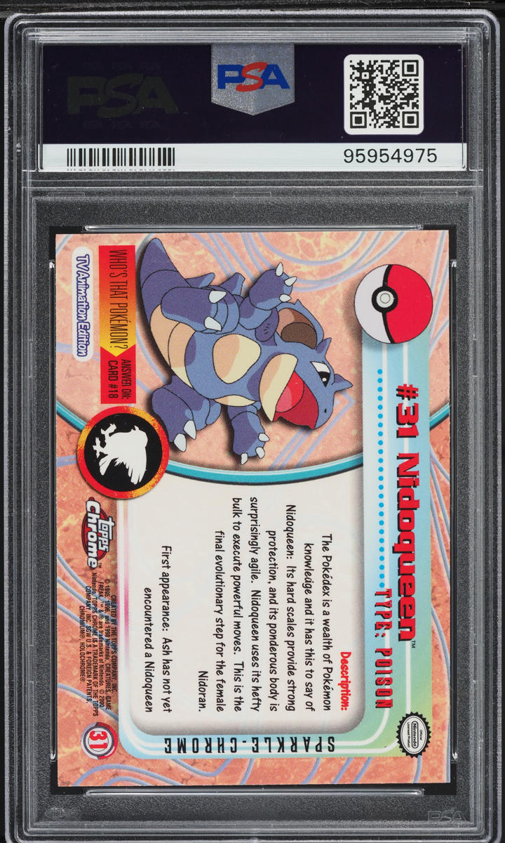 2000 Topps Chrome Pokemon Series 1 Sparkle Nidoqueen #31 PSA 10 GEM MINT