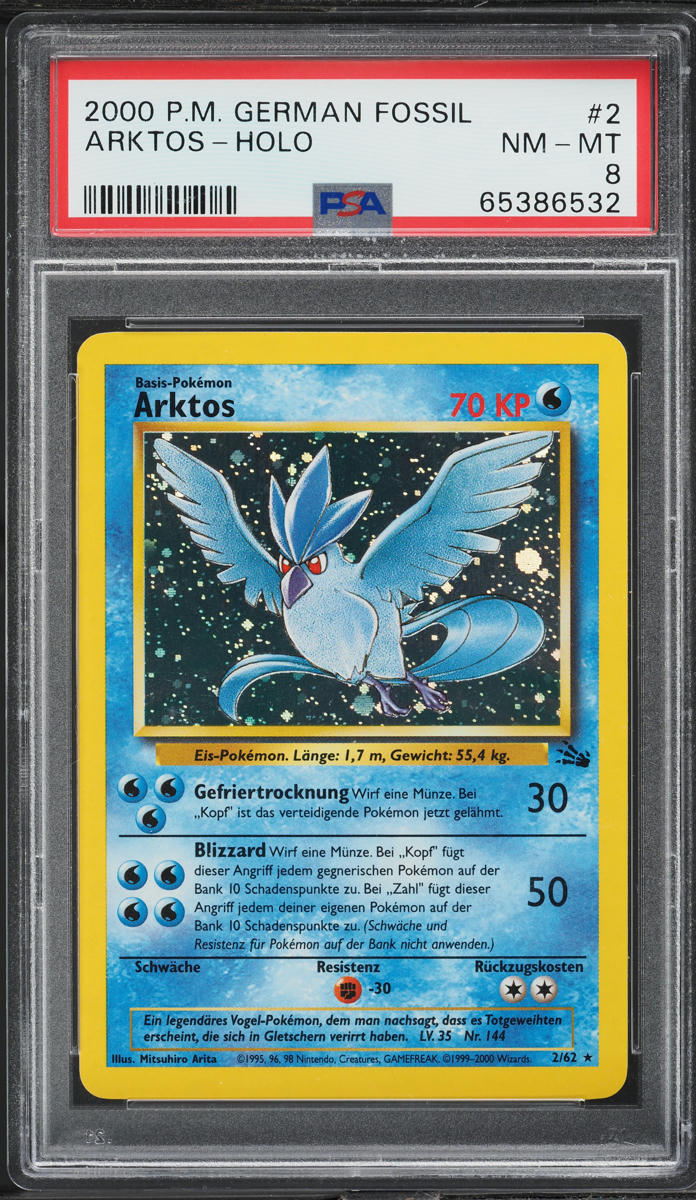 2000 Pokemon German Fossil Holo Articuno #2 PSA 8 NM-MT