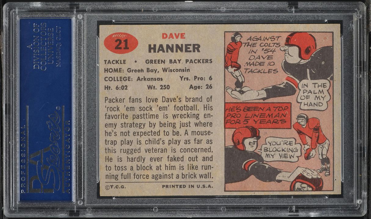 1957 Topps Football Dave Hanner #21 PSA 8 NM-MT