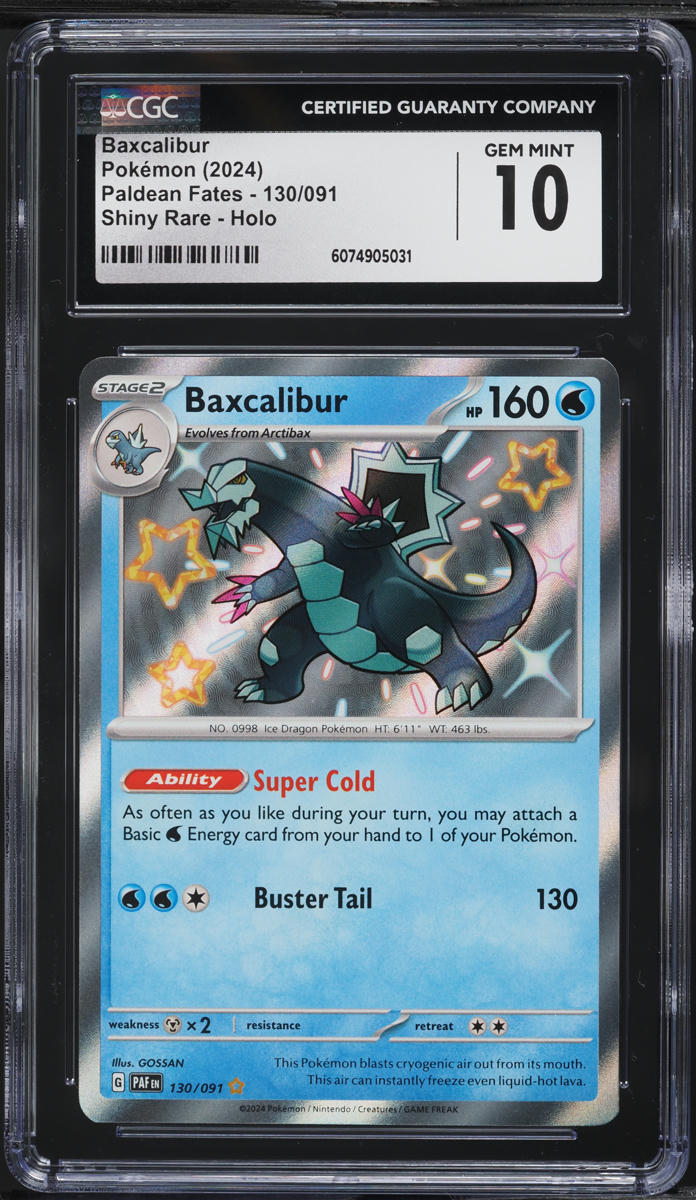 2024 Pokemon SV Paldean Fates Holo Shiny Baxcalibur #130 CGC 10 GEM MINT