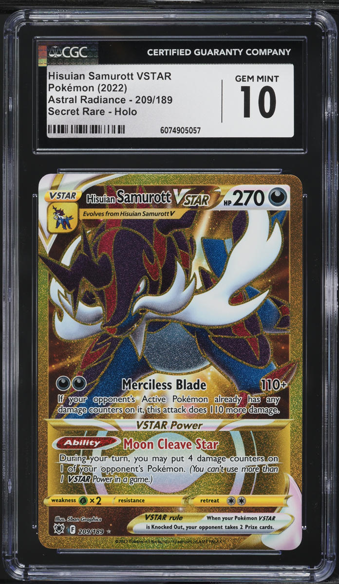 2022 Pokemon SWSH Astral Radiance Gold Rare Hisuian Samurott VSTAR #209 CGC 10