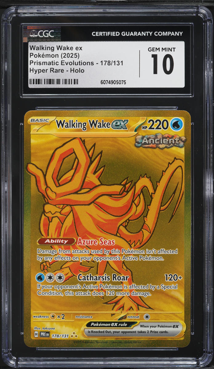 2025 Pokemon SV Prismatic Evolutions Gold Rare Walking Wake ex #178 CGC 10 GEM