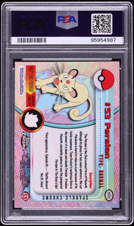 2000 Topps Chrome Pokemon T.V. Series 1 Sparkle Persian #53 PSA 10 GEM MINT