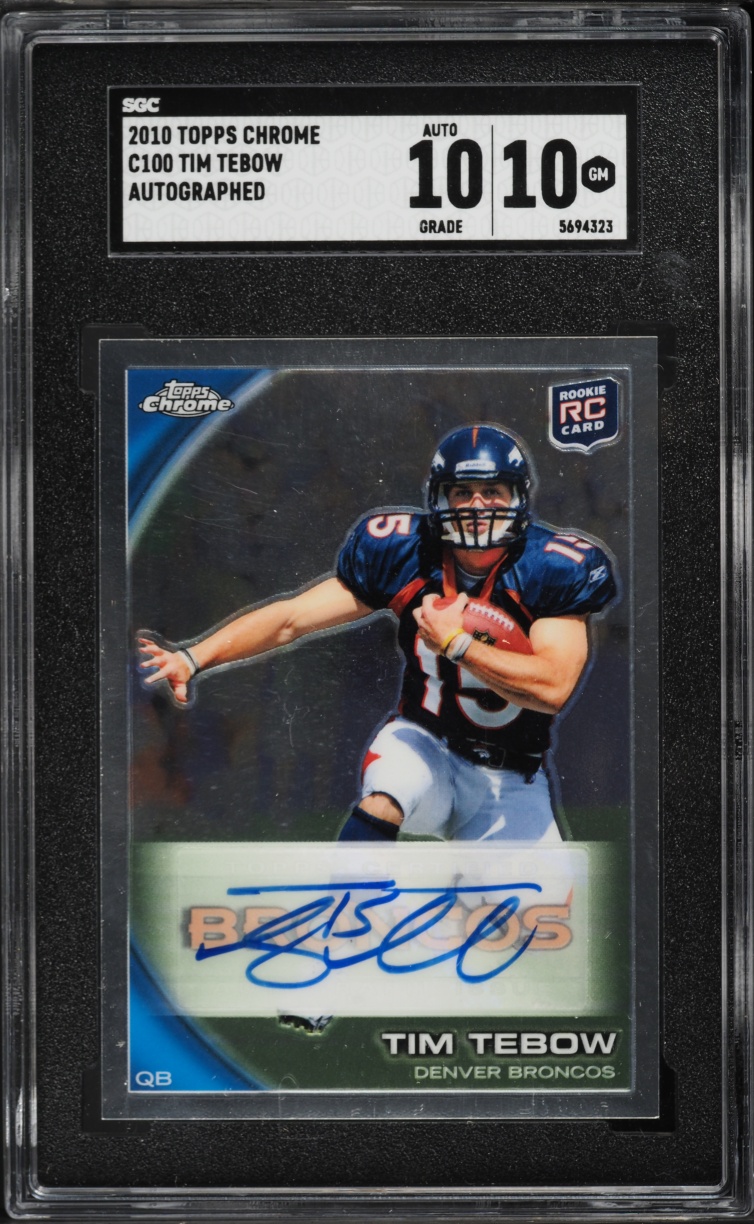 2010 Topps Chrome Tim Tebow ROOKIE AUTO #C100 SGC 10 GEM MINT