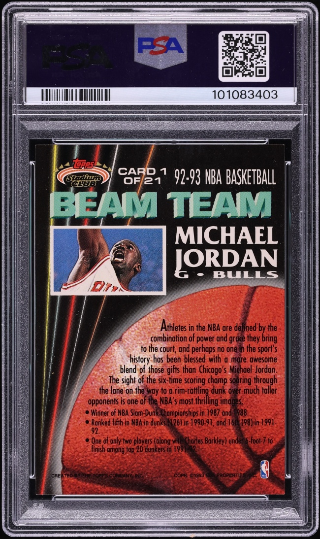 1992 Stadium Club Beam Team Michael Jordan #1 PSA 8 NM-MT