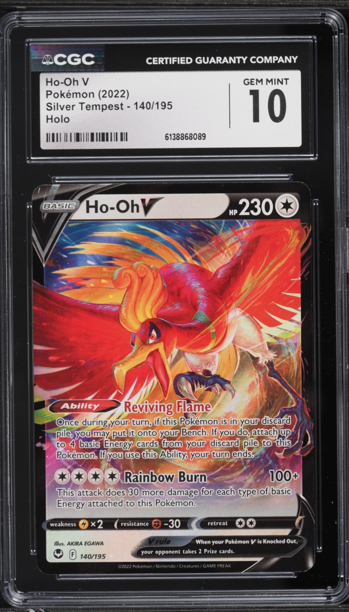 2022 Pokemon Sword & Shield Silver Tempest Alt Art Ho-Oh V #140 CGC 10 GEM MINT