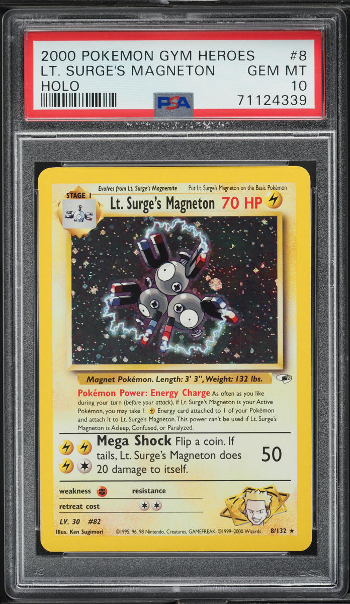 2000 Pokemon Gym Heroes Holo Lt. Surge's Magneton #8 PSA 10 GEM MINT