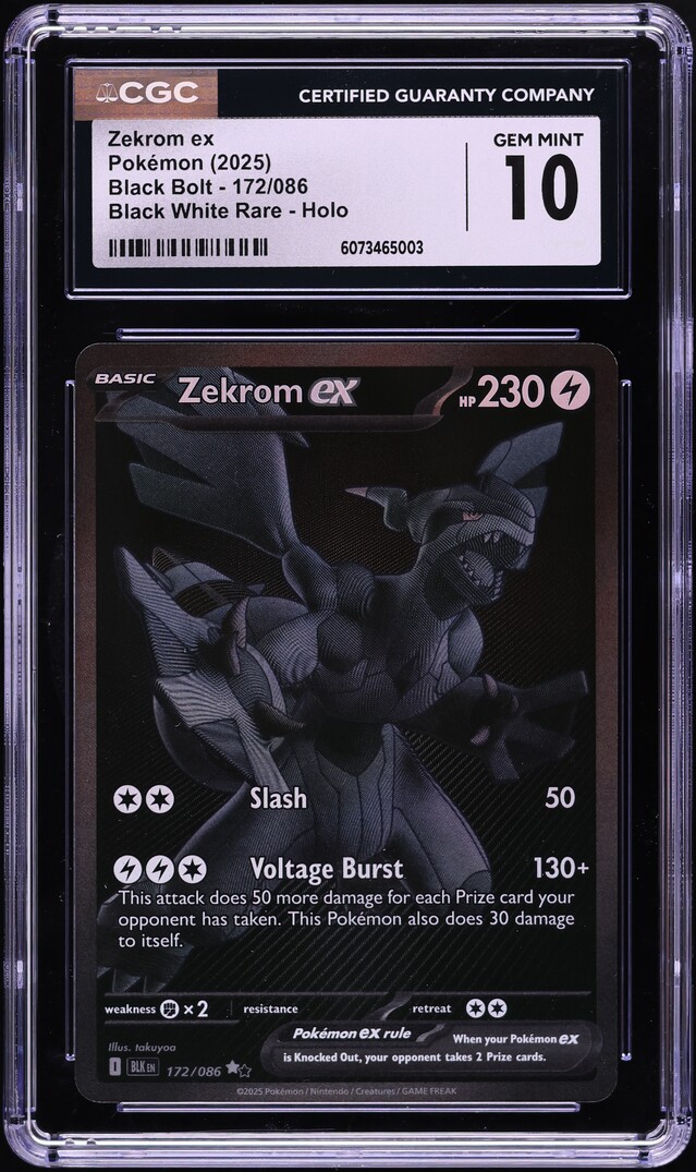 2025 Pokemon SV Black Bolt BWR Zekrom ex #172 CGC 10 GEM MINT
