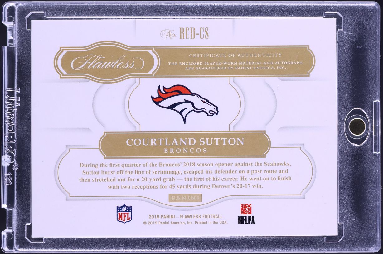 2018 Panini Flawless Dual Ruby Courtland Sutton ROOKIE PATCH AUTO 5/5 #RCD-CS
