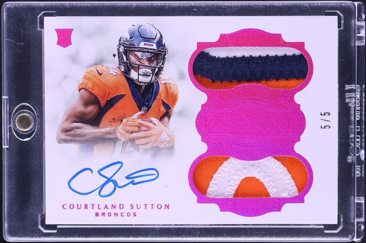 2018 Panini Flawless Dual Ruby Courtland Sutton ROOKIE PATCH AUTO 5/5 #RCD-CS