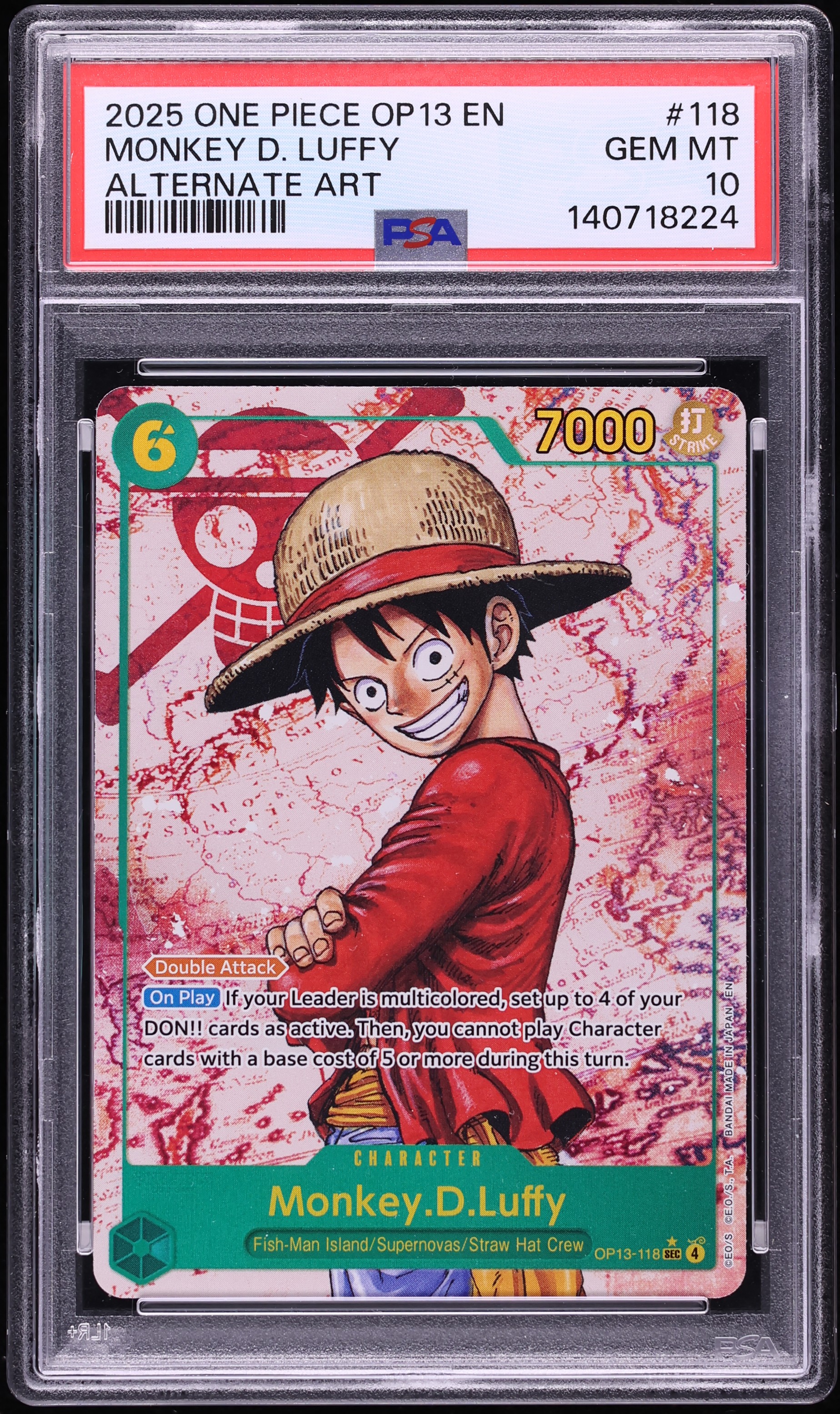 2025 One Piece Carrying On His Will SEC Alt Art Monkey D. Luffy #OP13-118 PSA 10 GEM MINT