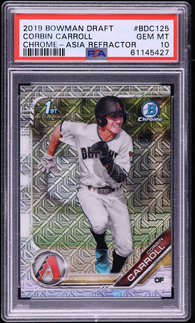 2019 Bowman Chrome Asia Refractor Corbin Carroll PROSPECT #BDC-125 PSA 10 GEM MINT