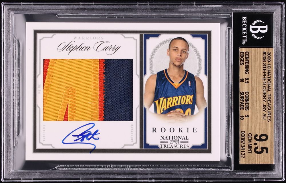 2009 National Treasures Stephen Curry ROOKIE PATCH AUTO /99 #206 BGS 9.5 GEM MINT