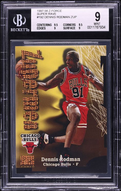 1997 Skybox Z-Force Super Rave Dennis Rodman /50 #192 BGS 9 MINT