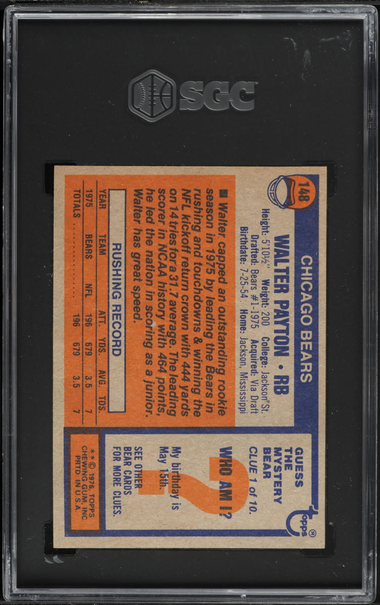 1976 Topps Football Walter Payton ROOKIE #148 SGC 3 VG