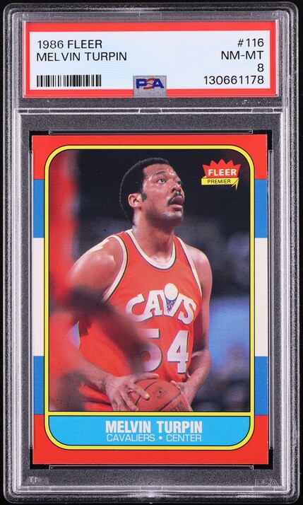 1986 Fleer Basketball Melvin Turpin #116 PSA 8 NM-MT
