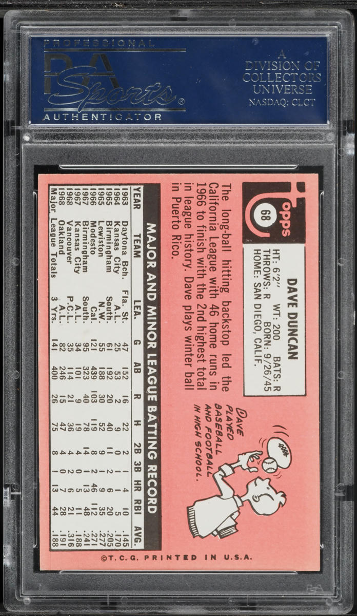 1969 Topps Dave Duncan #68 PSA 6.5 EXMT+
