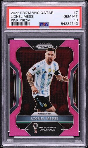 2022 Panini Prizm World Cup Qatar Red Lionel Messi /399 #7 PSA 10
