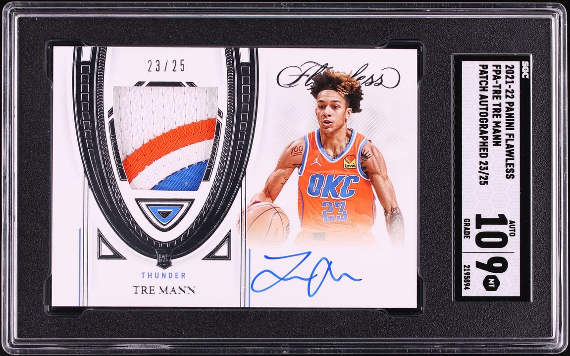 2021 Panini Flawless Tre Mann ROOKIE PATCH AUTO /25 #FPA-TRE SGC 9 MINT - Photo 1