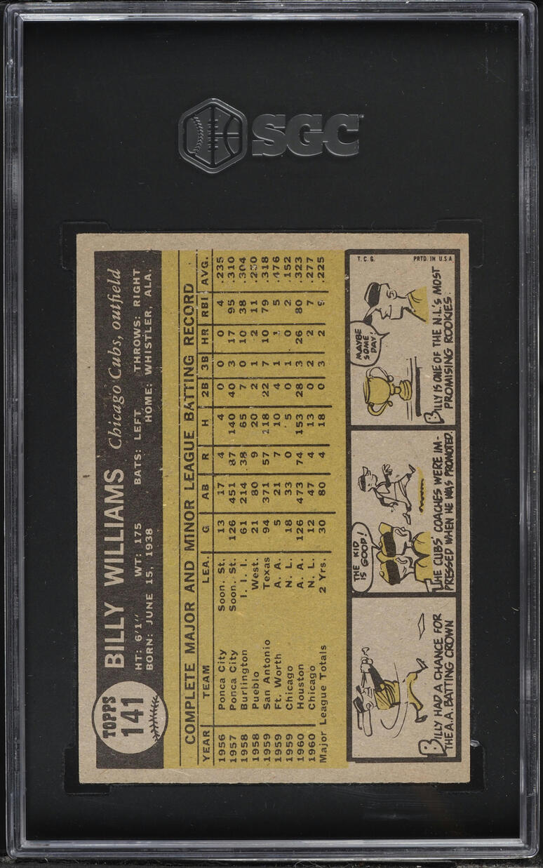 1961 Topps Billy Williams ROOKIE #141 SGC 6 EXMT