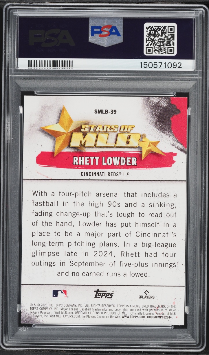 2025 Topps Stars Of MLB Rhett Lowder ROOKIE #SMLB-39 PSA 8 NM-MT
