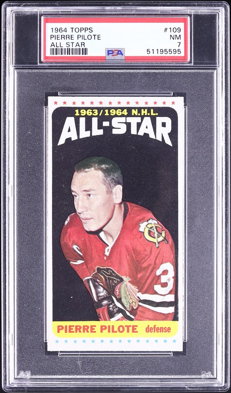 1964 Topps Hockey Pierre Pilote ALL-STAR #109 PSA 7 NRMT