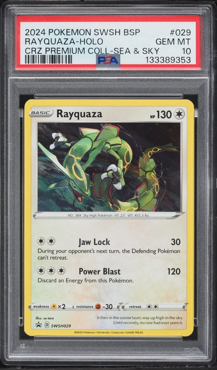 2024 Pokemon Sword & Shield Promo Premium Sea & Sky Holo Rayquaza #29 PSA 10 GEM MINT