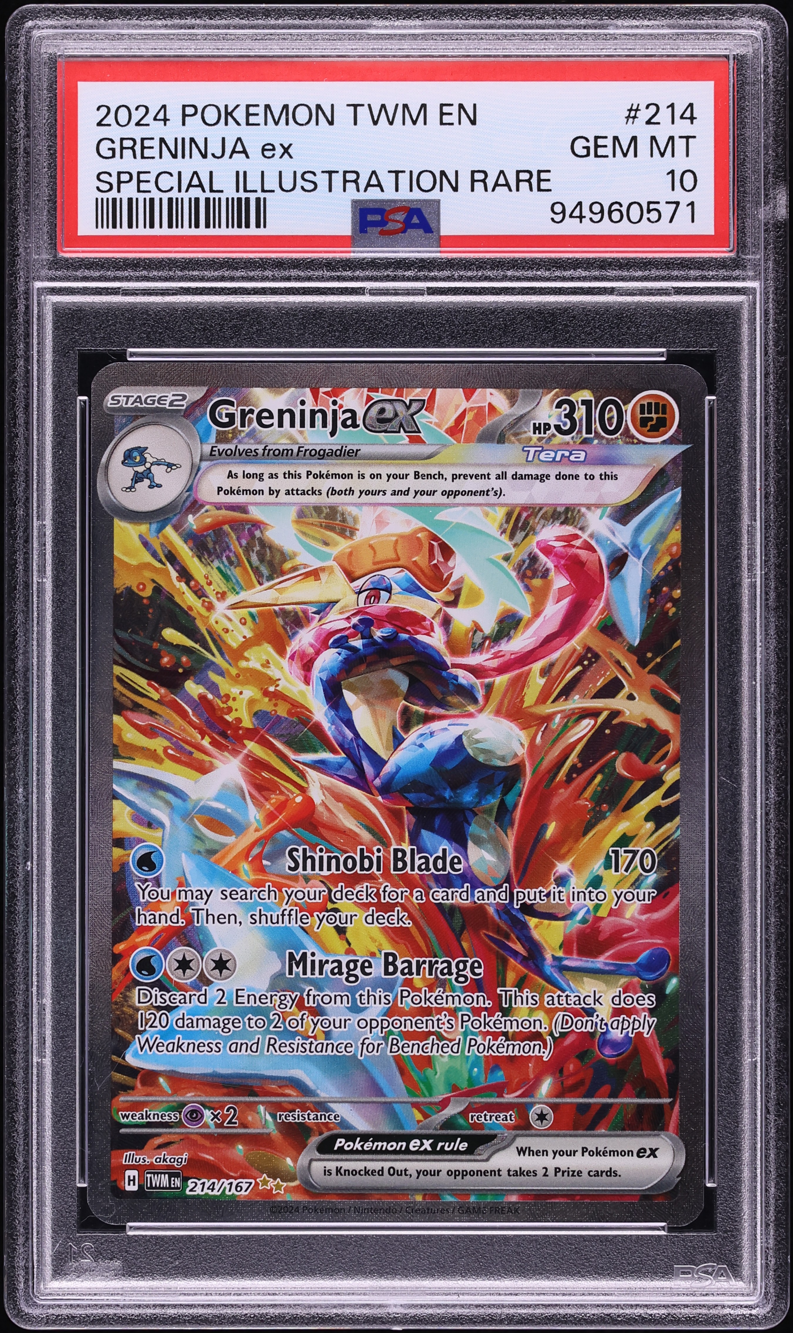 2024 Pokemon Scarlet & Violet Twilight Masquerade SIR Greninja Ex #214 PSA 10 GEM MINT