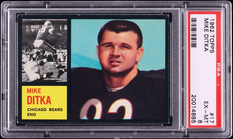 1962 Topps Football Mike Ditka ROOKIE #17 PSA 6 EXMT
