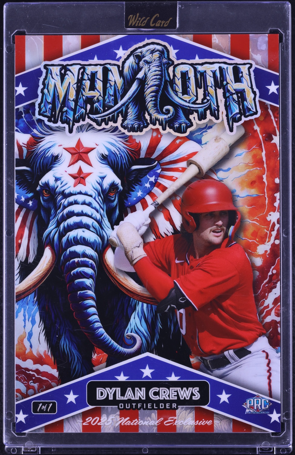 2025 Wild Card Alumination Dino-Might Mammoth National Exclusive Red White Blue Dylan Crews 1/1