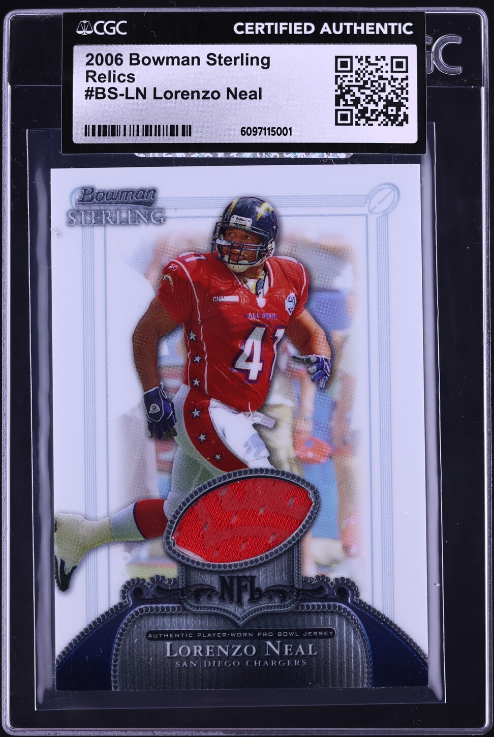 2006 Bowman Sterling Lorenzo Neal PATCH #BS-LN CGC AUTH