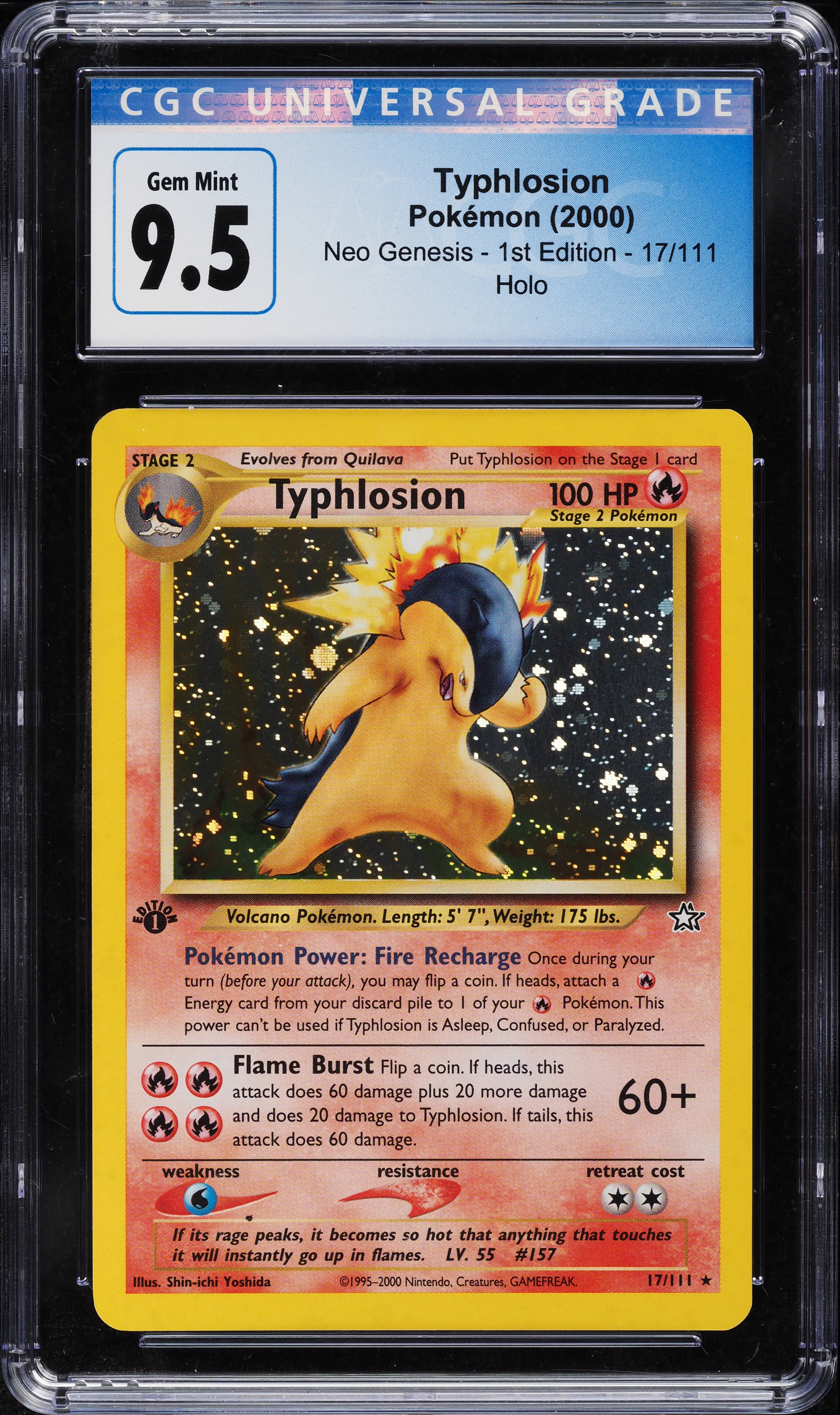 2000 Pokemon Neo Genesis 1st Edition Holo Typhlosion #17 CGC 9.5 GEM MINT