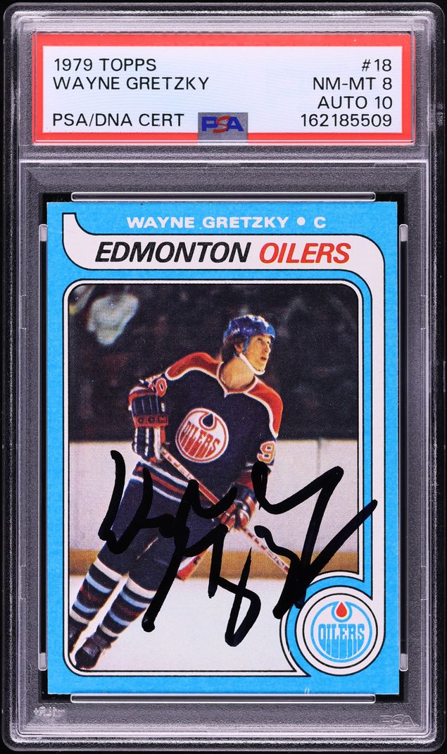 1979 Topps Hockey Wayne Gretzky ROOKIE AUTO DNA 10 #18 PSA 8 NM-MT