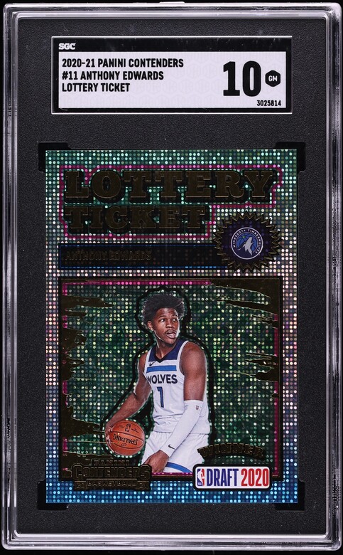 2020 Panini Contenders Lottery Ticket Anthony Edwards ROOKIE #11 SGC 10 GEM MINT