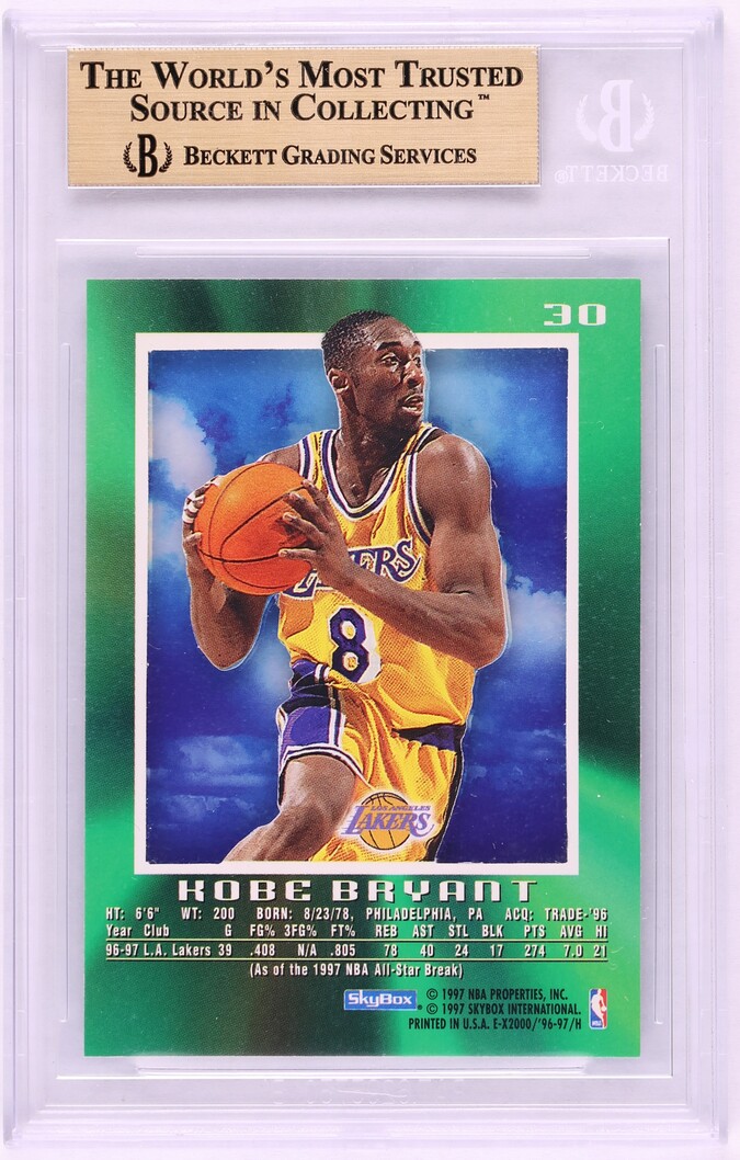 1996 Skybox E-X2000 Kobe Bryant ROOKIE #30 BGS 9.5 GEM MINT