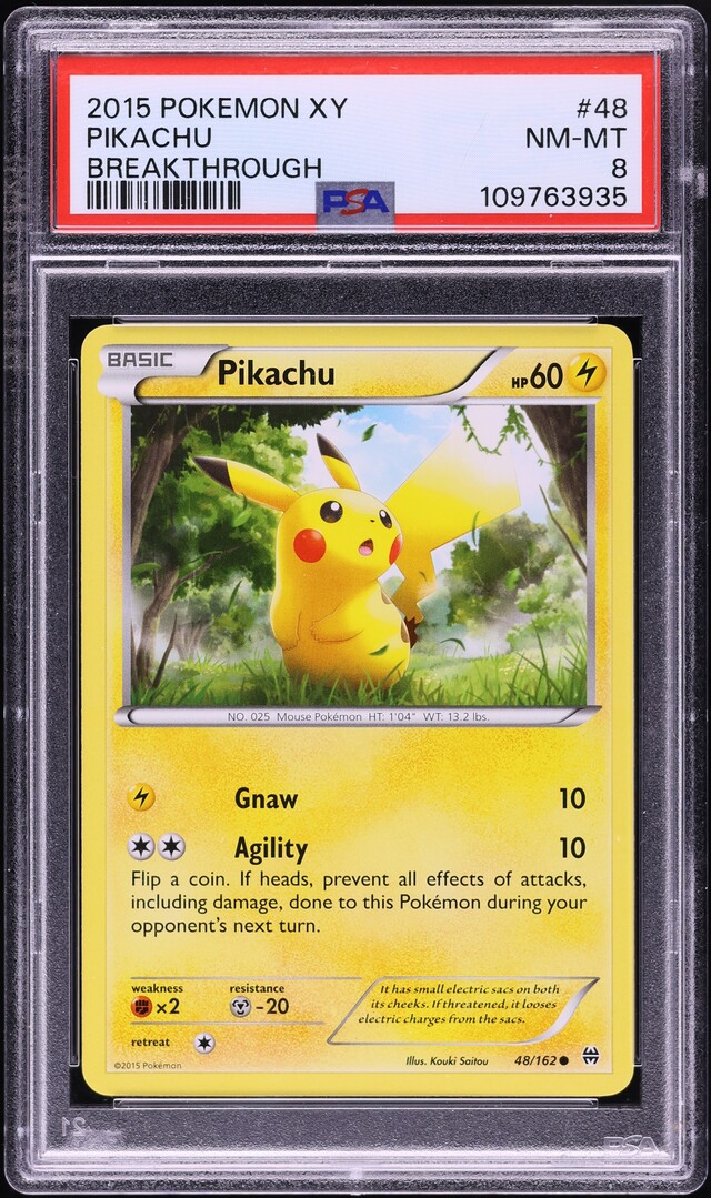 2015 Pokemon XY BREAKthrough Pikachu #48 PSA 8 NM-MT