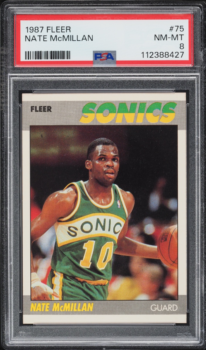 1987 Fleer Basketball Nate McMillan ROOKIE #75 PSA 8 NM-MT