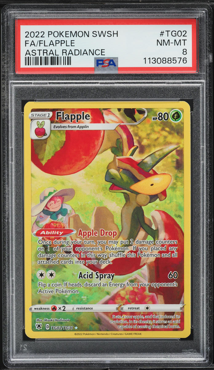 2022 Pokemon Sword & Shield Astral Radiance Full Art Flapple #TG02 PSA 8 NM-MT