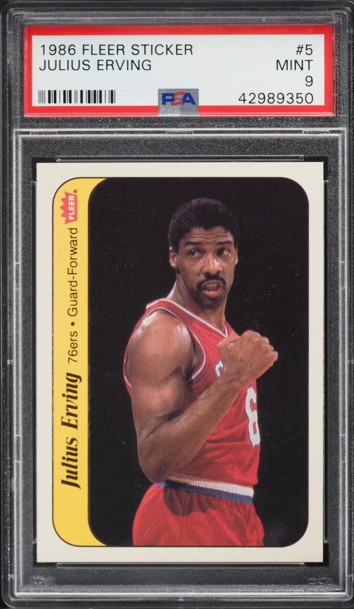 1986 Fleer Sticker Julius Erving #5 PSA 9 MINT