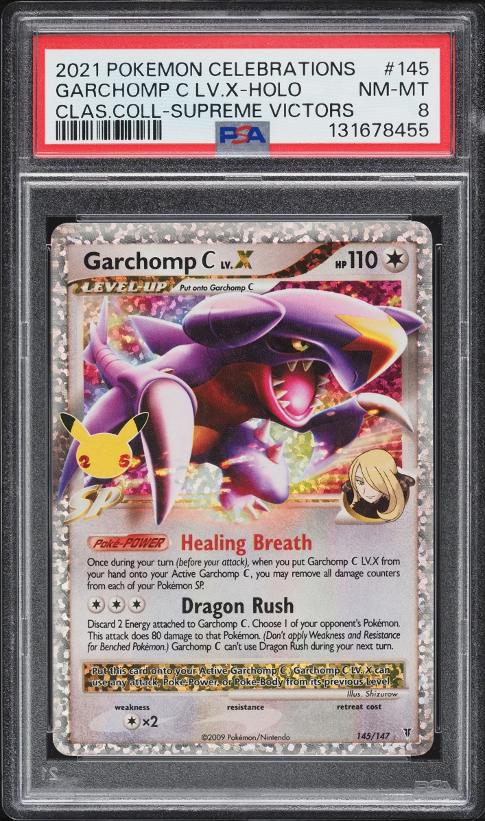 2021 Pokemon Sword & Shield Celebrations Classic Collection Holo Garchomp C LV.X #145 PSA 8