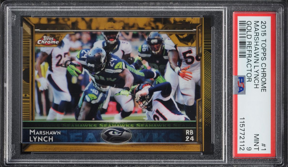 2015 Topps Chrome Gold Refractor Marshawn Lynch /50 #1 PSA 9 MINT