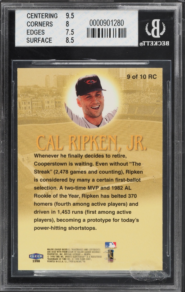 1998 Sports Illustrated Then And Now Road To Cooperstown Cal Ripken Jr BGS 8 NM-MT