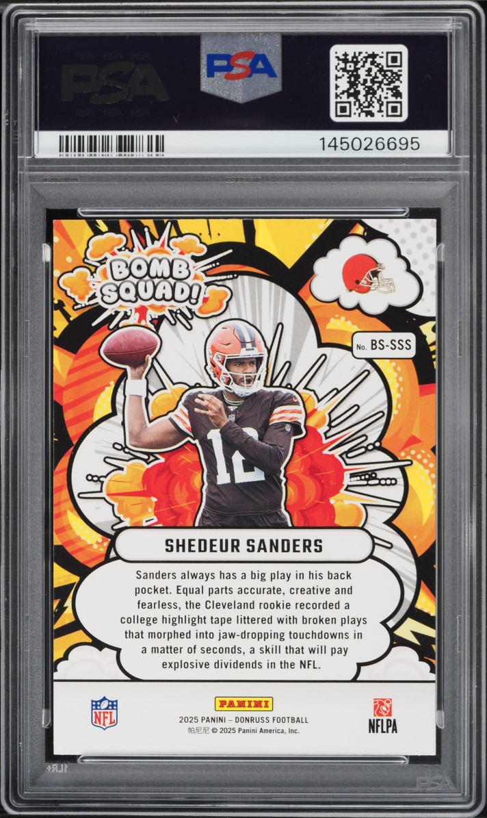 2025 Donruss Bomb Squad Shedeur Sanders ROOKIE #BS-SSS PSA 10 GEM MINT