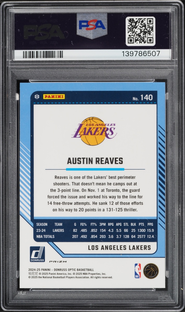 2024 Donruss Optic Photon Prizm Austin Reaves #140 PSA 10 GEM MINT