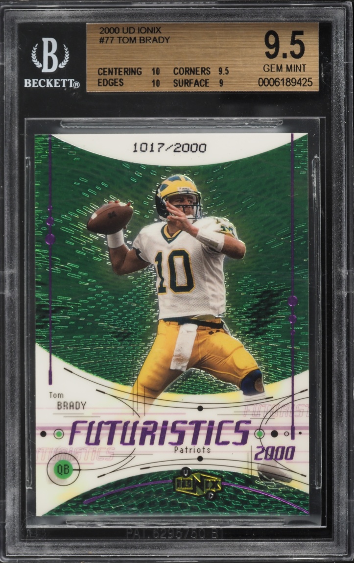 2000 Upper Deck Ionix Tom Brady ROOKIE /2000 #77 BGS 9.5 GEM MINT