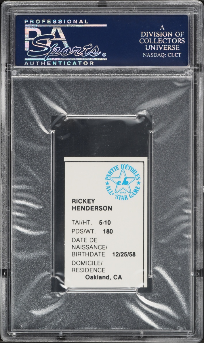 1982 All-Star Game Program Insert Rickey Henderson PSA 9 MINT