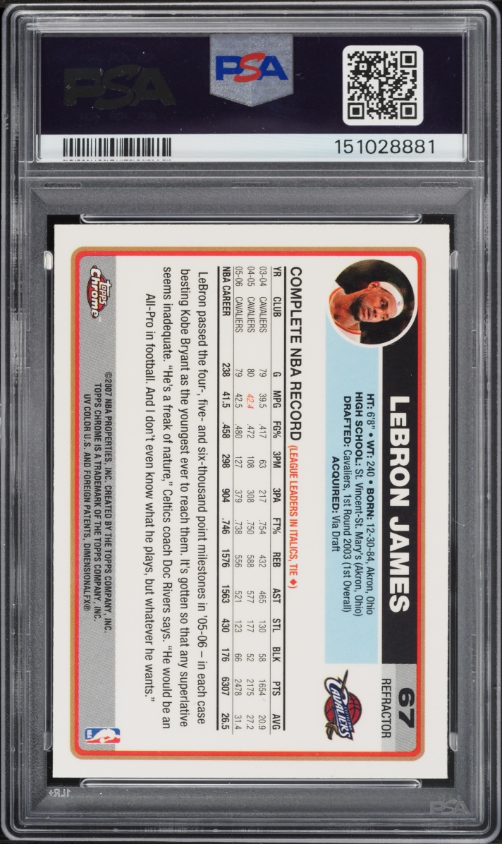 2006 Topps Chrome Refractor LeBron James #67 PSA 8 NM-MT
