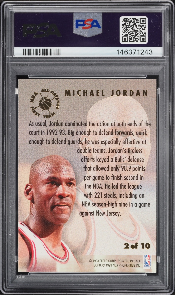 1993 Ultra All-Defensive Team Michael Jordan #2 PSA 8 NM-MT