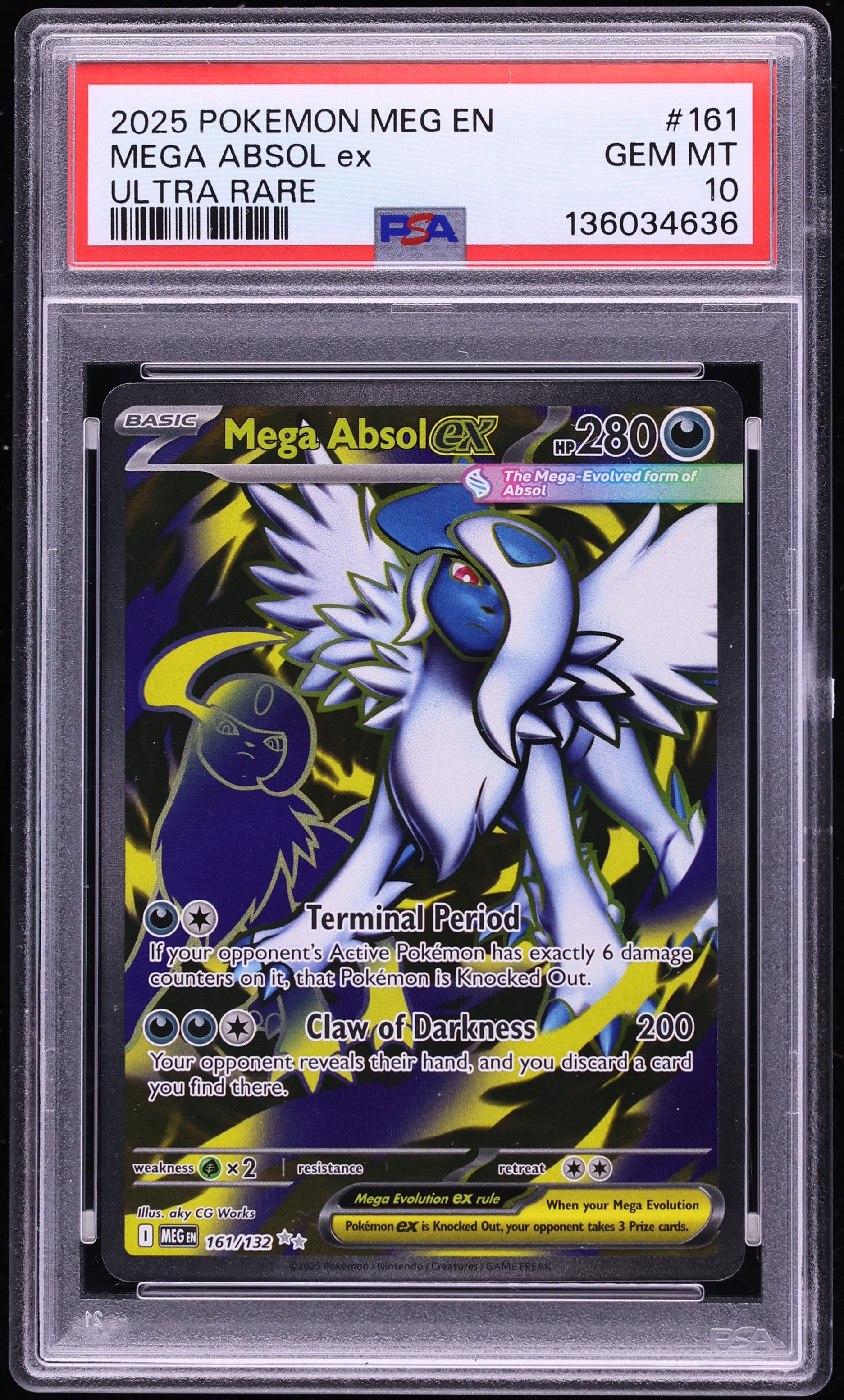 2025 Pokemon Mega Evolution Full Art Mega Absol EX #161 PSA 10 GEM MINT