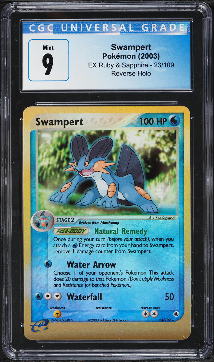 2003 Pokemon EX Ruby & Sapphire Reverse Holo Swampert #23 CGC 9 MINT
